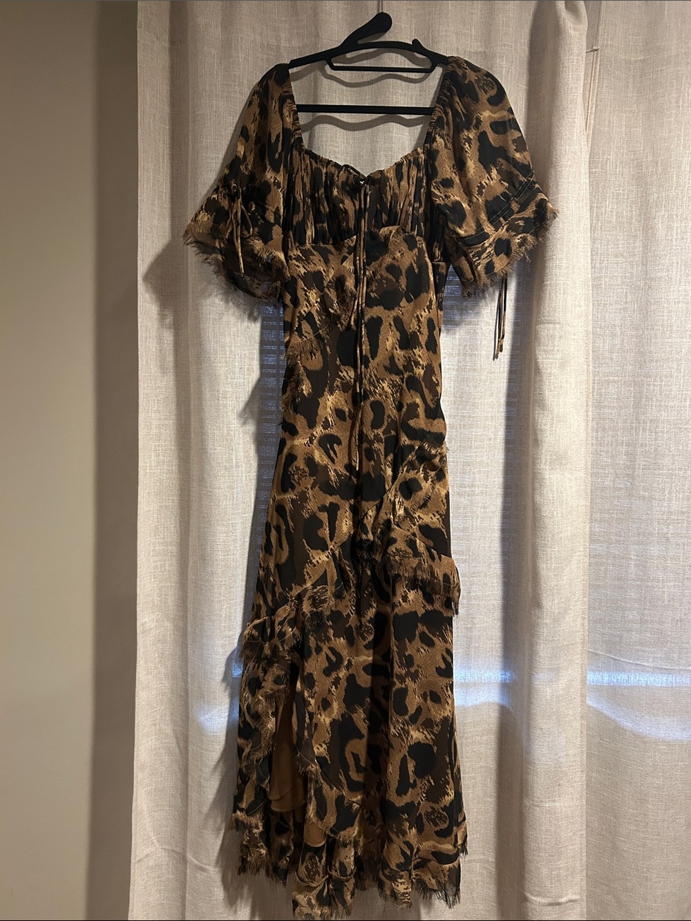 Topshop Brown and Black Leopard-Print Maxi Dress